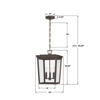 Belmont Three Light Outdoor Pendant (BEL-A8065-TZ)