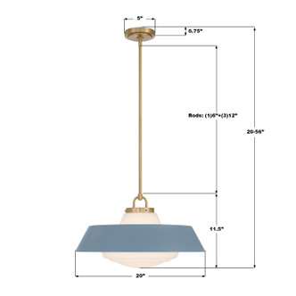Xander Three Light Pendant (XAN-8009-VG-BL)