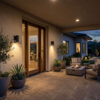 Kelley LED Outdoor Wall Lantern (5-CYL-1-5CCT-BK)