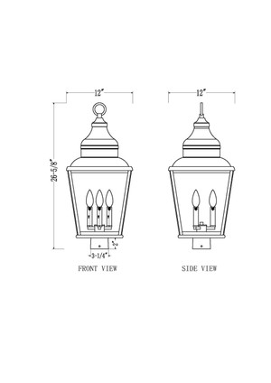 Raphael Three Light Outdoor Post Mount (5029PHBS-BK)