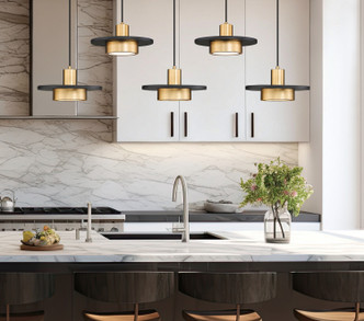 Ludo LED Linear Chandelier (829P12-5L-MB-MGLD-LE)