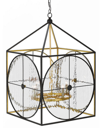 Currey and Company - 9000-0205 - Four Light Lantern - Sagamore Lantern - Satin Black/Contemporary Gold