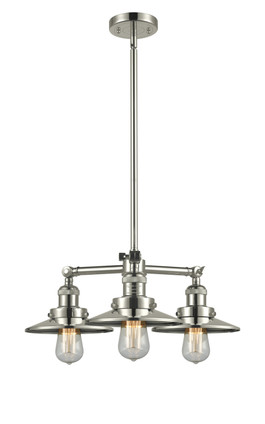 Innovations - 207-PN-M1-PN - Three Light Chandelier - Franklin Restoration - Polished Nickel