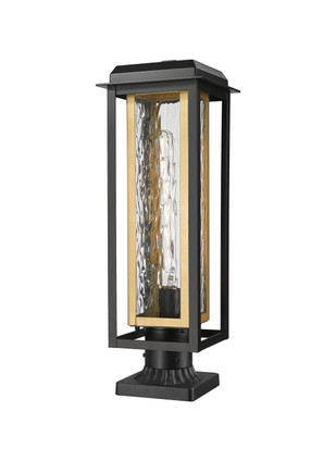 Innovations - 9951-1PLT-BK-20-CG-BR-WG - One Light Outdoor Post Lantern - Mansfield - Matte Black