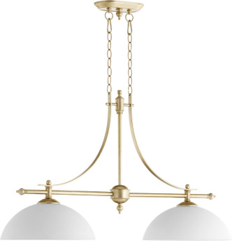 Quorum - 6577-2-60 - Two Light Island Pendant - Aspen - Aged Silver Leaf w/ Satin Opal