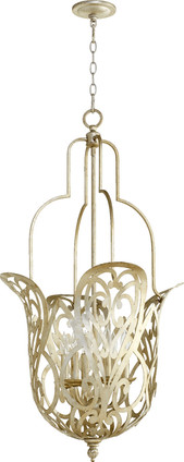 Quorum - 8192-6-60 - Six Light Pendant - Le Monde - Aged Silver Leaf