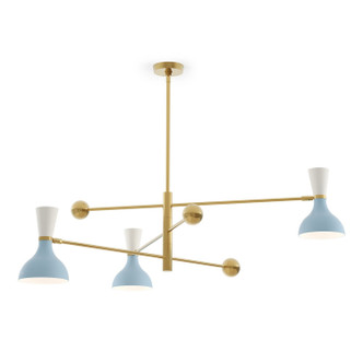 Robert Abbey - BB10LY - Three Light Pendant - Clare - Modern Brass w/Baby Blue Lily Painted