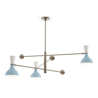 Robert Abbey - BB11LY - Three Light Pendant - Clare - Polished Nickel w/Baby Blue Lily Painted