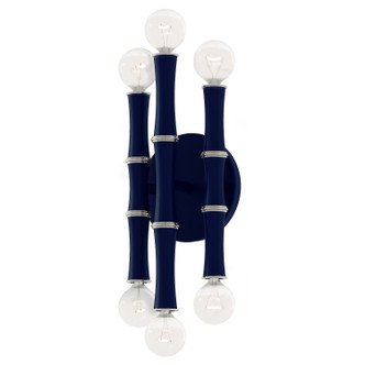 Robert Abbey - MMB76 - Six Light Wall Sconce - Kane - Matte Midnight Blue w/Polished Nickel