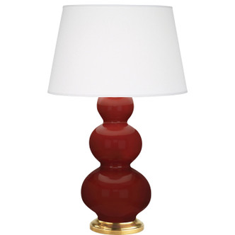 Robert Abbey - OX40X - One Light Table Lamp - Triple Gourd - Oxblood Glazed Ceramic w/Antique Natural Brass