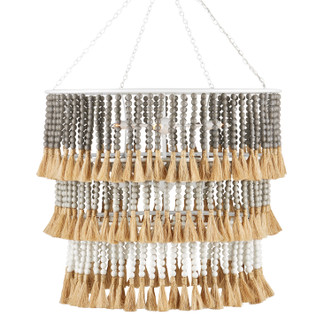 Currey and Company - 9000-0959 - Seven Light Chandelier - St. Barts Collection - Sugar White/Taupe/Dove Gray/Natural