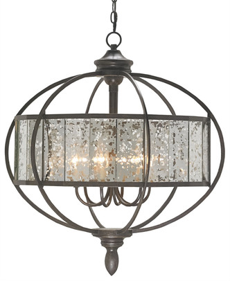 Currey and Company - 9330 - Six Light Chandelier - Florence Collection - Bronze Gold/Raj Mirror