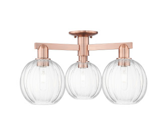 Innovations - 716-3F-AC-G458-7CL - Three Light Semi-Flush Mount - Arcadia - Antique Copper