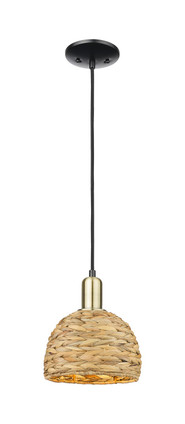 Innovations - 716-1P-BAB-RBD-8-NAT - One Light Mini Pendant - Arcadia - Black Antique Brass