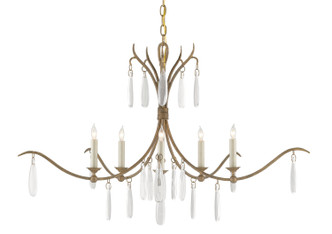 Currey and Company - 9000-0810 - Five Light Chandelier - Marshallia Collection - Rustic Gold/Faux Rock Crystal