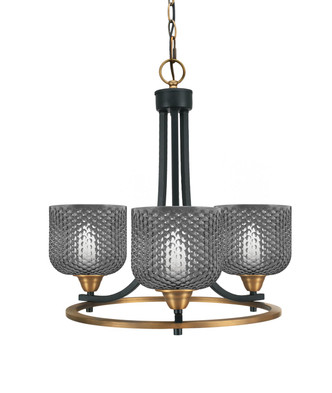 Toltec Lighting - 3403-MBBR-4612 - Three Light Chandelier - Paramount - Matte Black & Brass