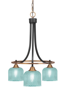 Toltec Lighting - 3413-MBBR-4615 - Three Light Chandelier - Paramount - Matte Black & Brass