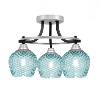 Toltec Lighting - 3417-MBBN-4605 - Three Light Semi-Flush Mount - Paramount - Matte Black & Brushed Nickel