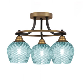 Toltec Lighting - 3417-MBBR-4605 - Three Light Semi-Flush Mount - Paramount - Matte Black & Brass