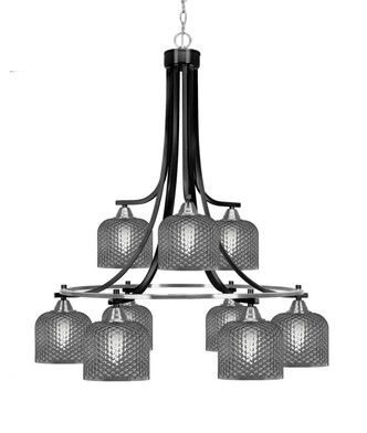 Toltec Lighting - 3419-MBBN-4612 - Nine Light Chandelier - Paramount - Matte Black & Brushed Nickel
