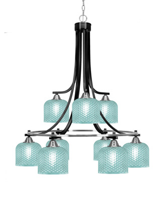 Toltec Lighting - 3419-MBBN-4615 - Nine Light Chandelier - Paramount - Matte Black & Brushed Nickel