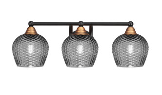 Toltec Lighting - 3423-MBBR-4602 - Three Light Bath Bar - Paramount - Matte Black & Brass
