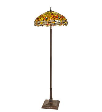 Meyda Tiffany - 287991 - Three Light Floor Lamp - Tiffany Hanging Head Dragonfly - Mahogany Bronze