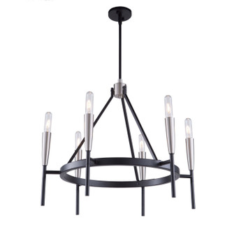Artcraft - AC11416 - Six Light Chandelier - Flute - Matte Black & Satin Nickel
