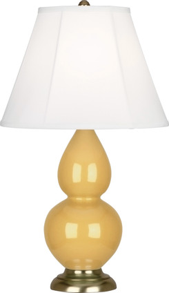 Robert Abbey - SU10 - One Light Accent Lamp - Small Double Gourd - Sunset Yellow Glazed Ceramic w/Antique Brassed Robert Abbey - SU10 - One Light Accent Lamp - Small Double Gourd - Sunset Yellow Glazed Ceramic w/Antique Brassed