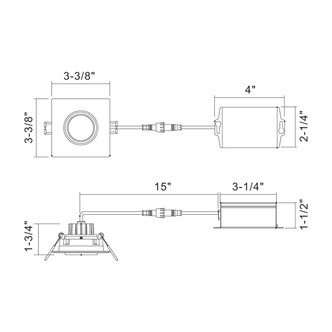 34892-30 LED REC,3IN,SQ GMBL,8W,30K,WHT (34892-30-02)