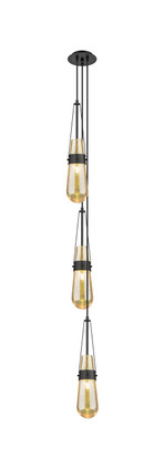 Innovations - 103-452-1P-BK-G452-4ME - Three Light Pendant - Downtown Urban - Matte Black