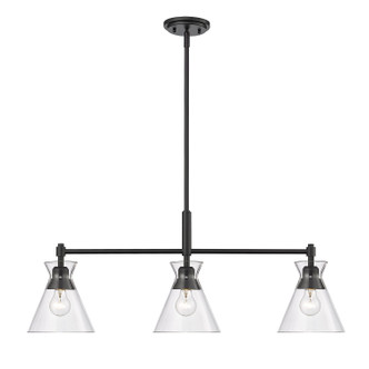 Golden - 0511-LP BLK-CLR - Three Light Linear Pendant - Malta - Matte Black