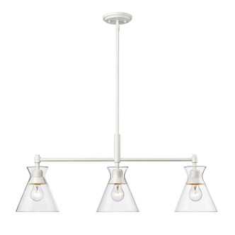 Golden - 0511-LP WHT-CLR - Three Light Linear Pendant - Malta - Matte White