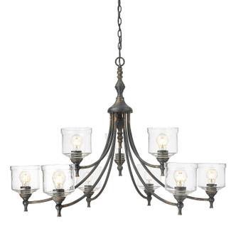 Golden - 0806-9 ABI-HWG - Nine Light Chandelier - Keating - Antique Black Iron