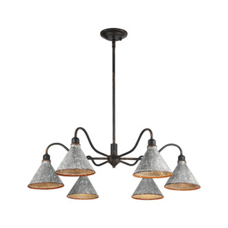 Golden - 0877-6 ABI-GV - Six Light Chandelier - Jasper - Antique Black Iron