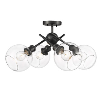 Axel Four Light Semi-Flush Mount (1945-SF BLK-GLOBE-CLR)