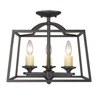 Golden - 3072-SF NB - Three Light Semi-Flush Mount - Athena - Natural Black