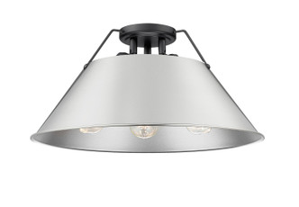 Golden - 3306-3FM BLK-PW - Three Light Flush Mount - Orwell - Matte Black