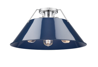 Golden - 3306-3FM CH-NVY - Three Light Flush Mount - Orwell - Chrome