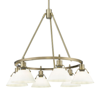 Golden - 3306-6 AB-OP - Six Light Chandelier - Orwell - Aged Brass