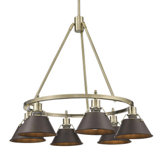 Golden - 3306-6 AB-RBZ - Six Light Chandelier - Orwell - Aged Brass
