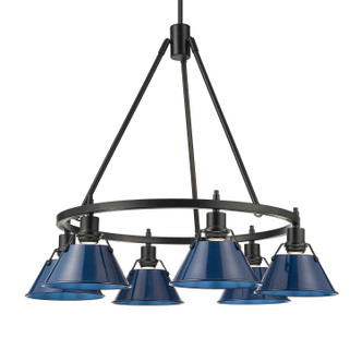 Golden - 3306-6 BLK-NVY - Six Light Chandelier - Orwell - Matte Black