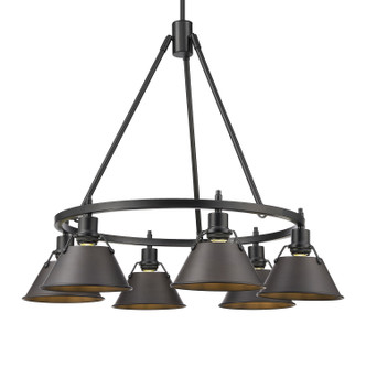 Golden - 3306-6 BLK-RBZ - Six Light Chandelier - Orwell - Matte Black