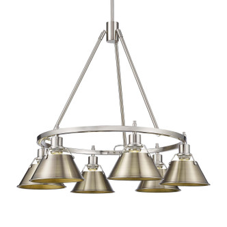 Golden - 3306-6 PW-AB - Six Light Chandelier - Orwell - Pewter