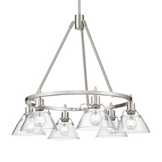 Golden - 3306-6 PW-CLR - Six Light Chandelier - Orwell - Pewter