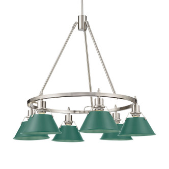 Golden - 3306-6 PW-GN - Six Light Chandelier - Orwell - Pewter