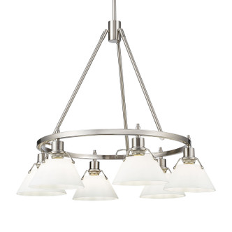 Golden - 3306-6 PW-OP - Six Light Chandelier - Orwell - Pewter