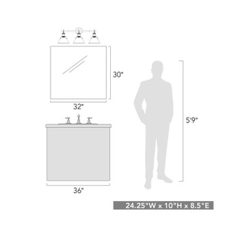 Orwell Three Light Bath Vanity (3306-BA3 PW-NVY)