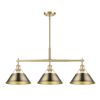 Golden - 3306-LP BCB-AB - Three Light Linear Pendant - Orwell - Brushed Champagne Brass