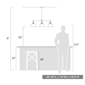 Orwell Three Light Linear Pendant (3306-LP BCB-CH)